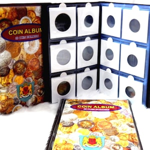 Livre de collection pour albums de porte-monnaie, 60 pochettes + 50 porte-monnaies 2 x 2 po. de différentes tailles