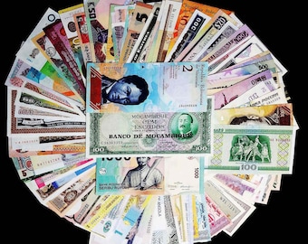 Lot 50 PCS Different Asia Africa Europe Foreign Currency Banknotes Bundle UNC Rare Notes from 25 Countries