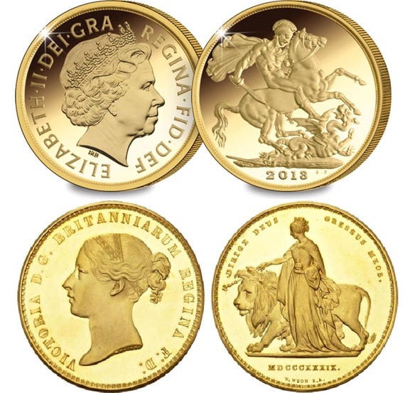 美良品 GOLDWIN Great Britain Team Replica Queen Victoria UNA Lion + King Georgius IIII British UK 1oz