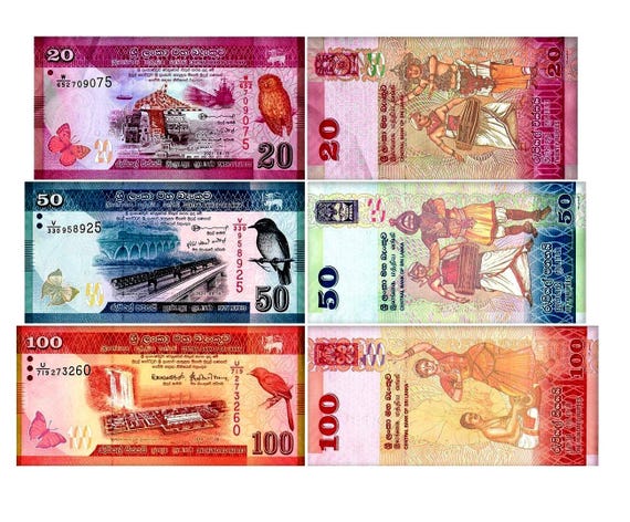 スリランカ ルピー 20+50+100 UNC 外貨紙幣 希少 3枚セット - Etsy 日本