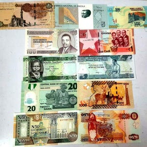 10 verschiedene Afrika UNC Banknoten aus 10 zufälligen afrikanischen Ländern Original Fremdgeld-Schein-Sammlung Seltenes Set