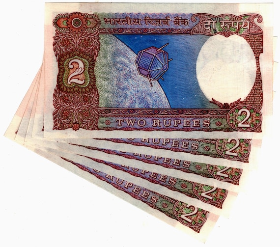 1970-80年インド2ルピータイガー紙幣希少オールドヴィンテージUNC通貨5