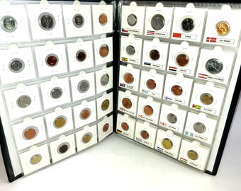 100 PCS Different Original Foreign World Coins from 100 Countries with Coin Album - Mostly UNC Collection Lot