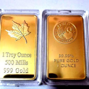 Australia Kangaroo Perth & Canada Maple Leaf 1Oz 24kt Gold Plated Commemorative Restrike Art Bullion Bar set of 2 PCS Lot