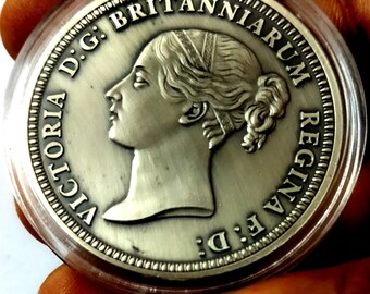 Queen Victoria Gothic Florin Crown British UK 1oz Brass