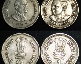 ヴィンテージインド記念硬貨10枚、希少ルピー・パイサ・コレクション