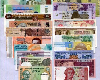 50 PCS Different World Banknotes Bundle from 50 Countries UNC