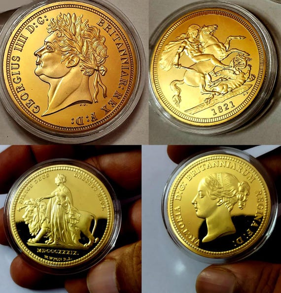 Queen Victoria UNA Lion + King Georgius IIII British UK 1oz