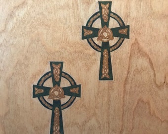 Celtic Cross Harp Decal, Vinyl Cling, Set of 2