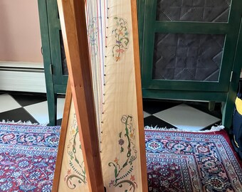 Flower Power Harp Decals, Handprinted Vinyl Decoration