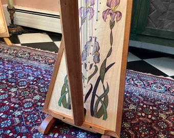 Calcomanía de arpa iris pintada a mano, decoración de caja de resonancia