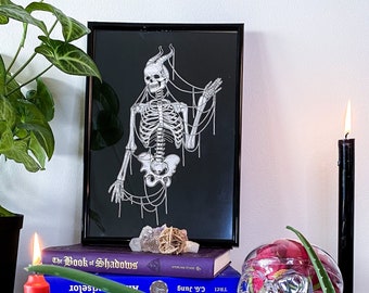 Skelett Kunstwerk, Halloween Dekor, Gothic Wandkunst, Brustkorb, Anatomie, gothic ART PRINT, dunkle Kunst, Gothic Dekor, okkulte Kunst