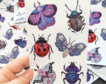 Käfer, Käfer, Käfer, Sticker Set, Acrylmalerei, Totenkopf, Totenkopf, Totenkopf, Totenkopf, Schmetterling, Flügel