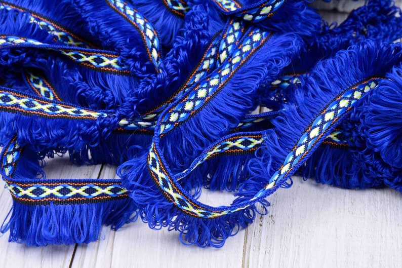 2 Yards Tassel Fringe Trim Navy Blue Color 25mm Width Etsy
