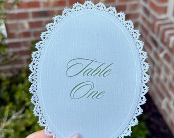 Custom Lace Trim Table Numbers for Wedding