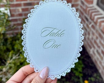 Custom Lace Trim Table Numbers for Wedding