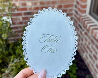 Custom Lace Trim Table Numbers for Wedding