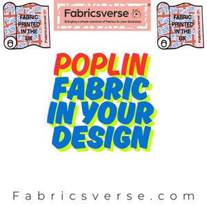 Poplin Katoenen natuurlijke stof Print je eigen ontwerp Custom Fabric bedrukking bedrukte stof gedrukt in het Verenigd Koninkrijk. Gepersonaliseerde bedrukking