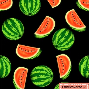 Wassermelone Bedruckter Stoff Recycled Spandex 4-Wege-Stretch-Gewebe in Großbritannien gedruckt. ECO freundliches und zertifiziertes Recyclinggewebe