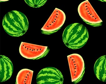 Watermelon Printed fabric Recycled Spandex 4 way stretch fabric printed in the UK. ECO Friendly and certified Recycled Fabric