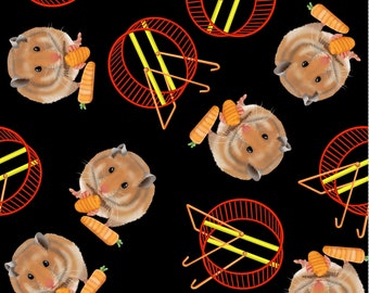 Hamster Printed fabric Recycled Spandex 4 way stretch fabric printed in the UK. ECO Friendly and certified Recycled Fabric