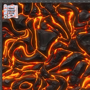 Lava Volcano melt-bedrukte stof Gerecycleerde spandex 4-way stretchstof bedrukt in het Verenigd Koninkrijk Milieuvriendelijke en gecertificeerde gerecyclede stof