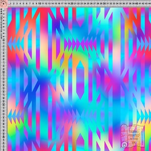 Melt Chec Disco Festival-Druckstoff Recycled Spandex 4-Wege-Stretch-Stoff gedruckt in Großbritannien ECO Freundlich & zertifiziertes Recyclinggewebe