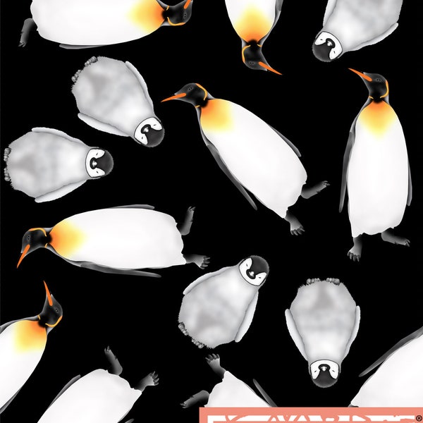Penguin printed fabric Recycled Spandex 4 way stretch fabric printed in the UK. ECO Friendly and certified Recycled Fabric