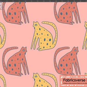 Cats Face festival printed fabric Recycled Spandex 4 way stretch fabric printed in the UK. ECO Friendly & certified Recycled Fabric