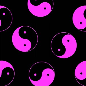 Yin Yang printed fabric Recycled Spandex 4 way stretch fabric printed in the UK. ECO Friendly and certified Recycled Fabric