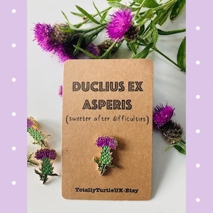 Purple thistle enamel pin badge