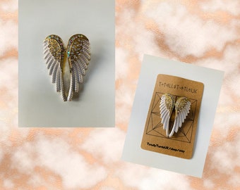 Angel wings brooch with gemstones