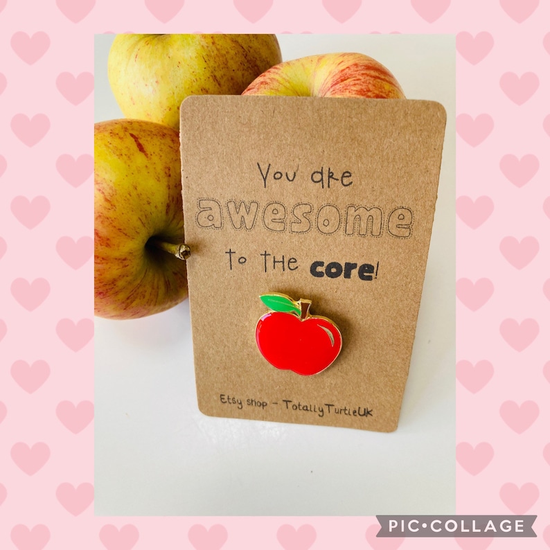 Red or green Apple enamel pin positivity/teacher gift image 2