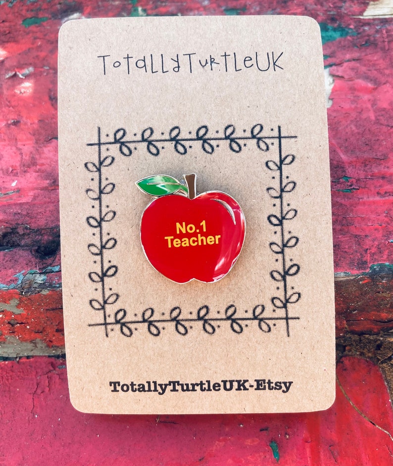 Red or green Apple enamel pin positivity/teacher gift image 4