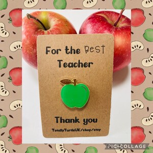 Red or green Apple enamel pin positivity/teacher gift image 3