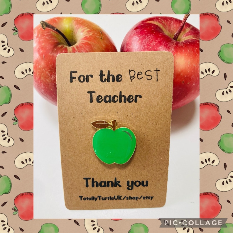 Red or green Apple enamel pin positivity/teacher gift image 3