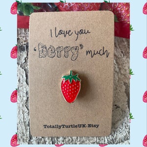 Strawberry enamel pin badge gift