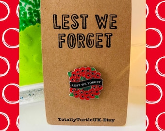 Pin de corona de amapolas, insignia de recuerdo de duelo