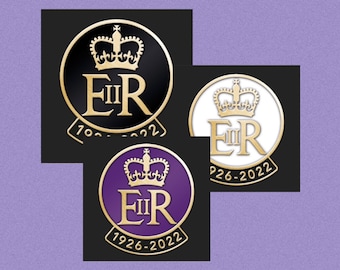 Commemorative enamel pin badge for Her Majesty Queen Elizabeth II 1926-2022