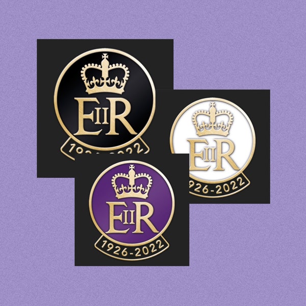 Commemorative enamel pin badge for Her Majesty Queen Elizabeth II 1926-2022