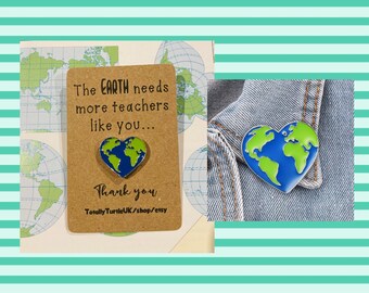 Liefde hartvormige aardeglazuur pin badge. Leraar cadeau