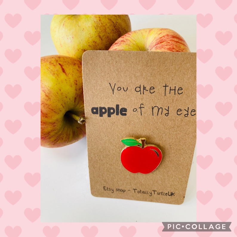 Red or green Apple enamel pin positivity/teacher gift image 1