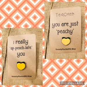 Seconds Peach appreciation positivity pin badge teacher loved one gift
