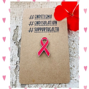 Awareness red ribbon enamel pin badge