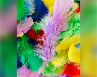 Marabou feathers crafting multicoloured 5g bag approx 40 feathers