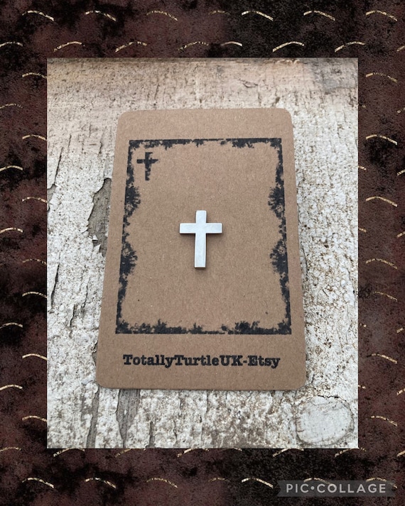 Silver or gold cross metal pin badge