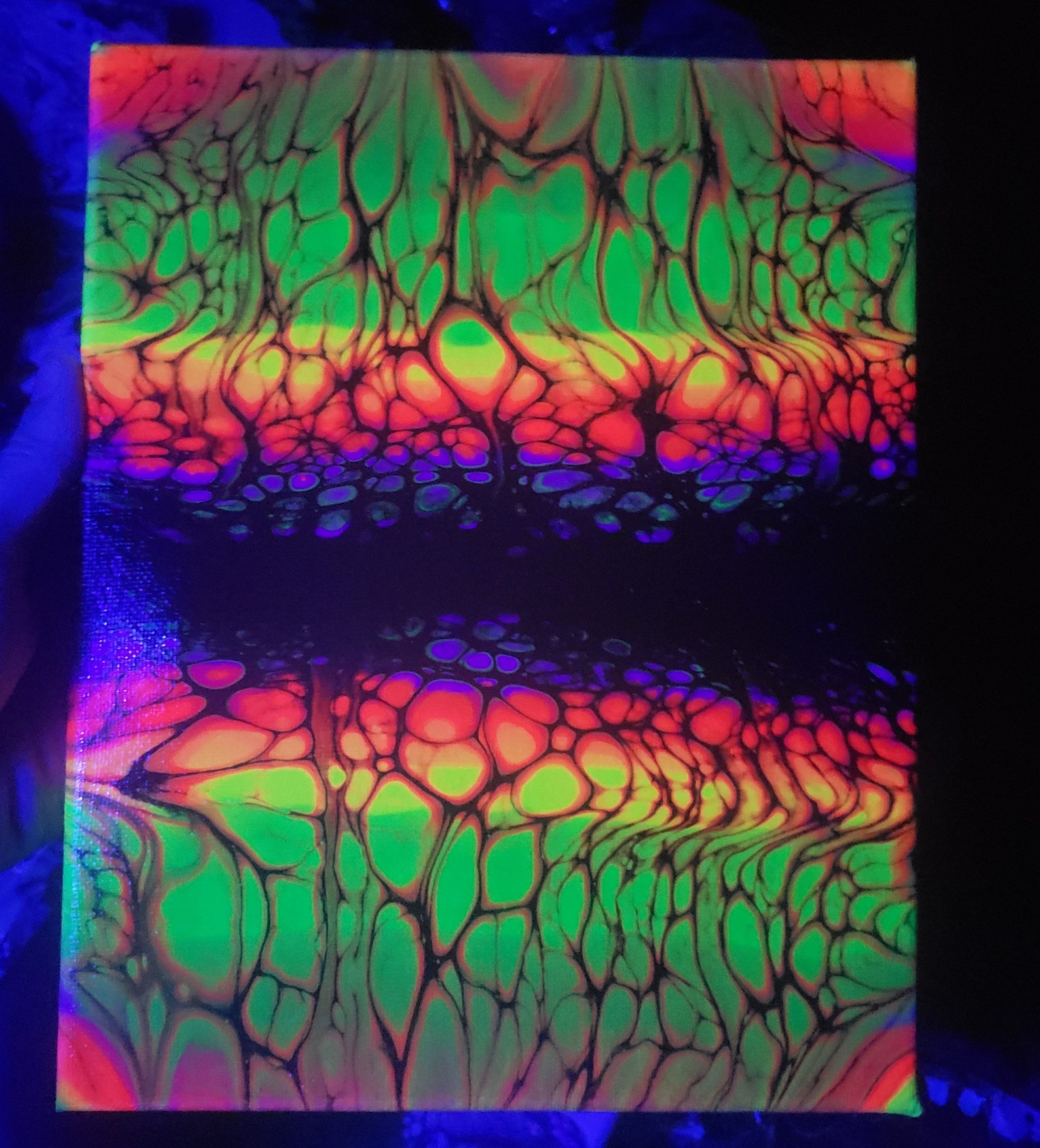 Fluorescent Acrylic Pour Glows Under Blacklight Etsy