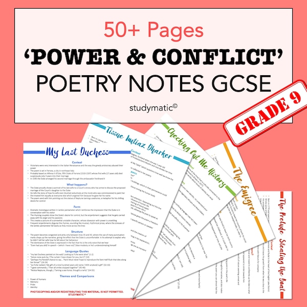 GCSE English Literature: 'Power and Conflict' Poetry Notes