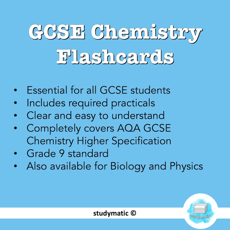 GCSE Chemistry Flashcards Etsy