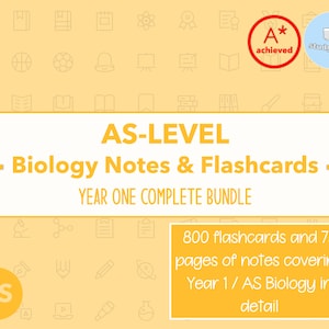 A-Level Biology Bundle: AS/Year 1 Notes and Flashcards